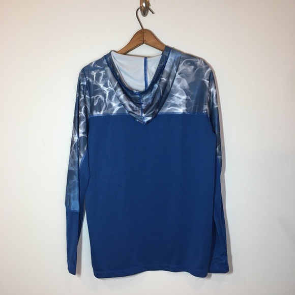 Habit NWT blue/white long sleeve pullover moisture wicking hooded size small - Picture 3 of 6